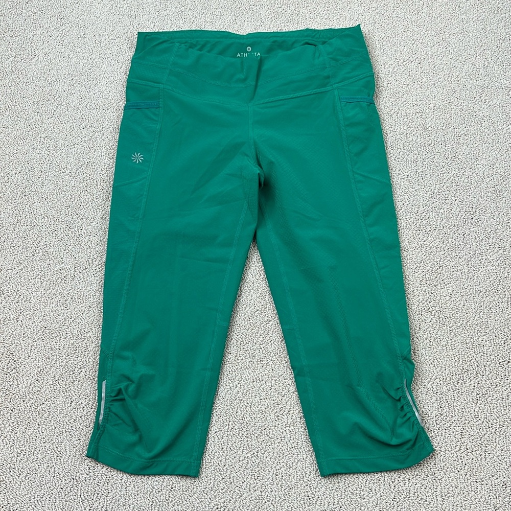 Athleta Cropped 17" Leggings Womens Size Small Turquoise Yoga Workout Pants
